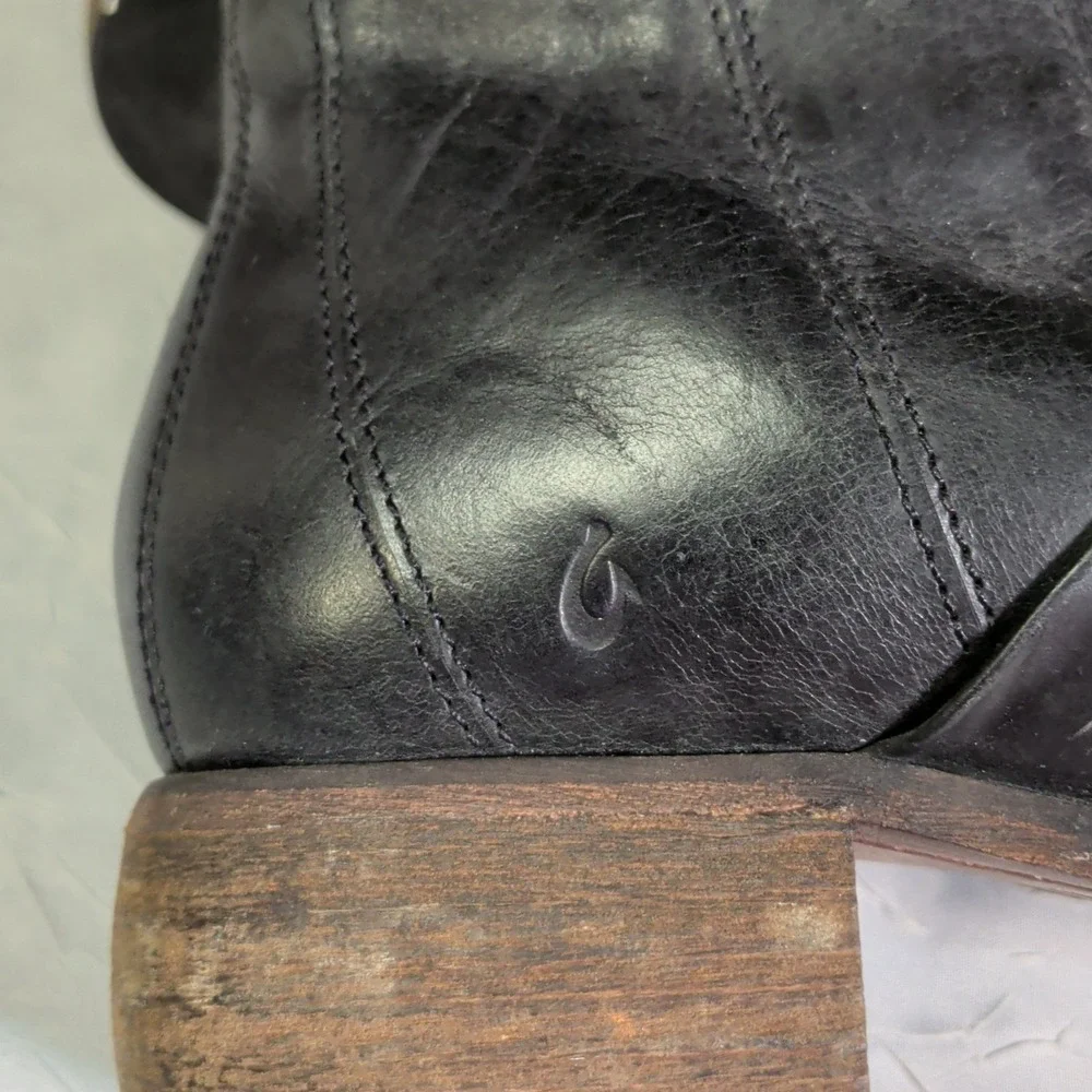 OluKai Kumukahi Tall Boots Womens Size 10 Black Leather Knee High Riding 20227